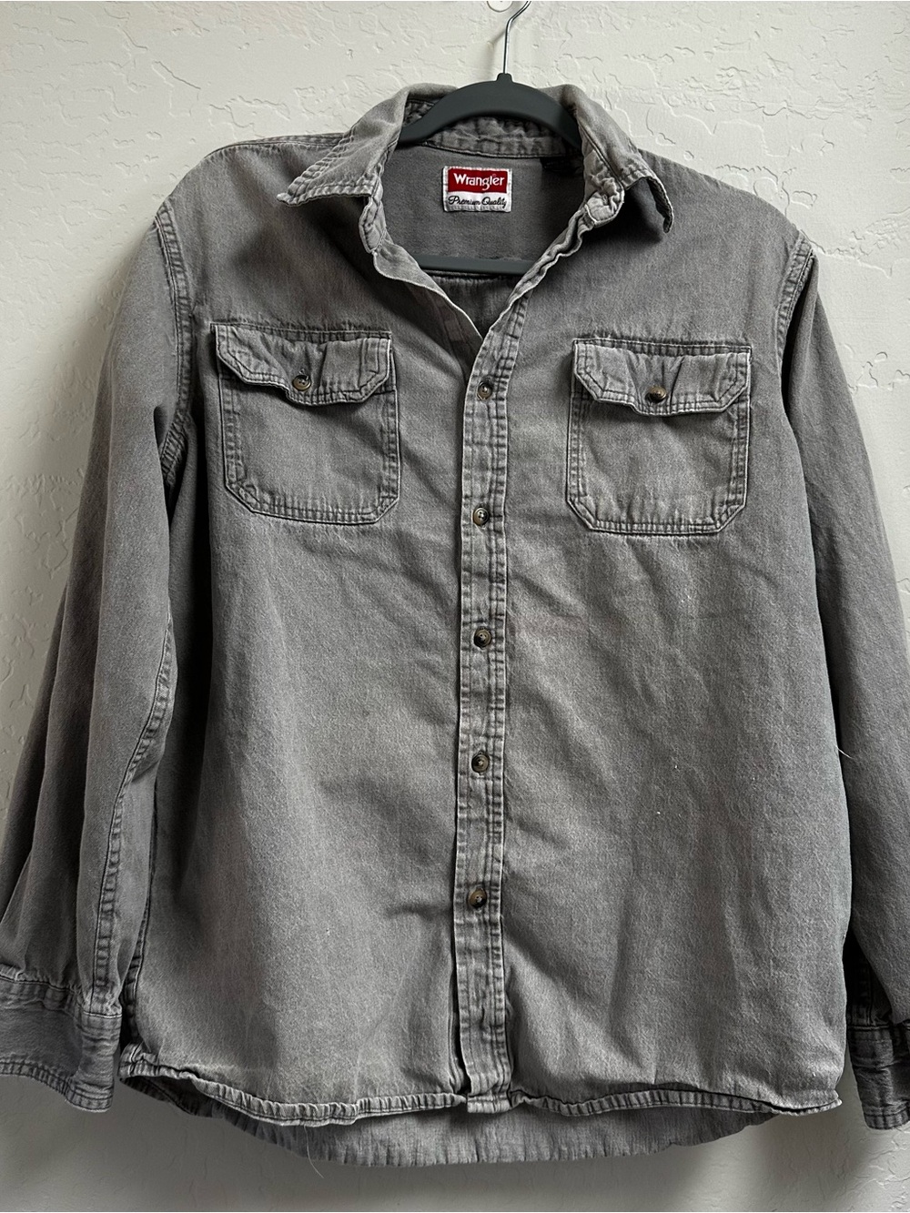 Wrangler Gray Casual Button-Down Work Shirt